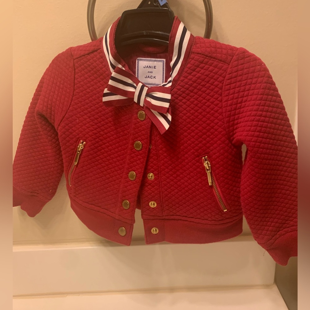 Red Janie and Jack cotton jacket with bow